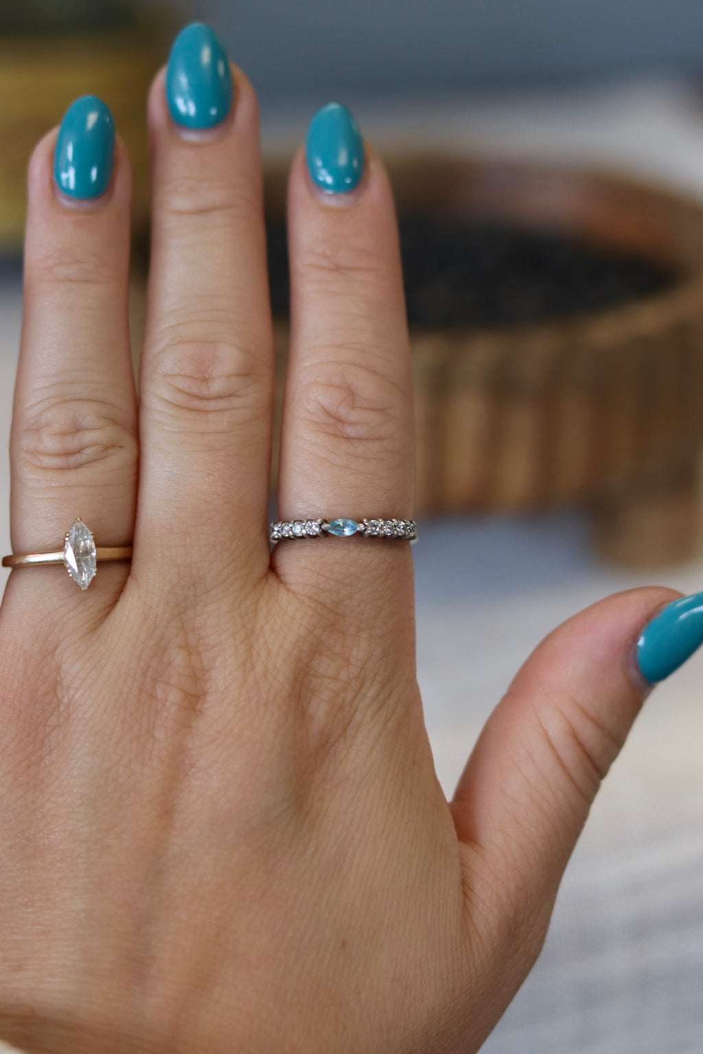 Blue topaz & cubic zirconia stackable ring size 9