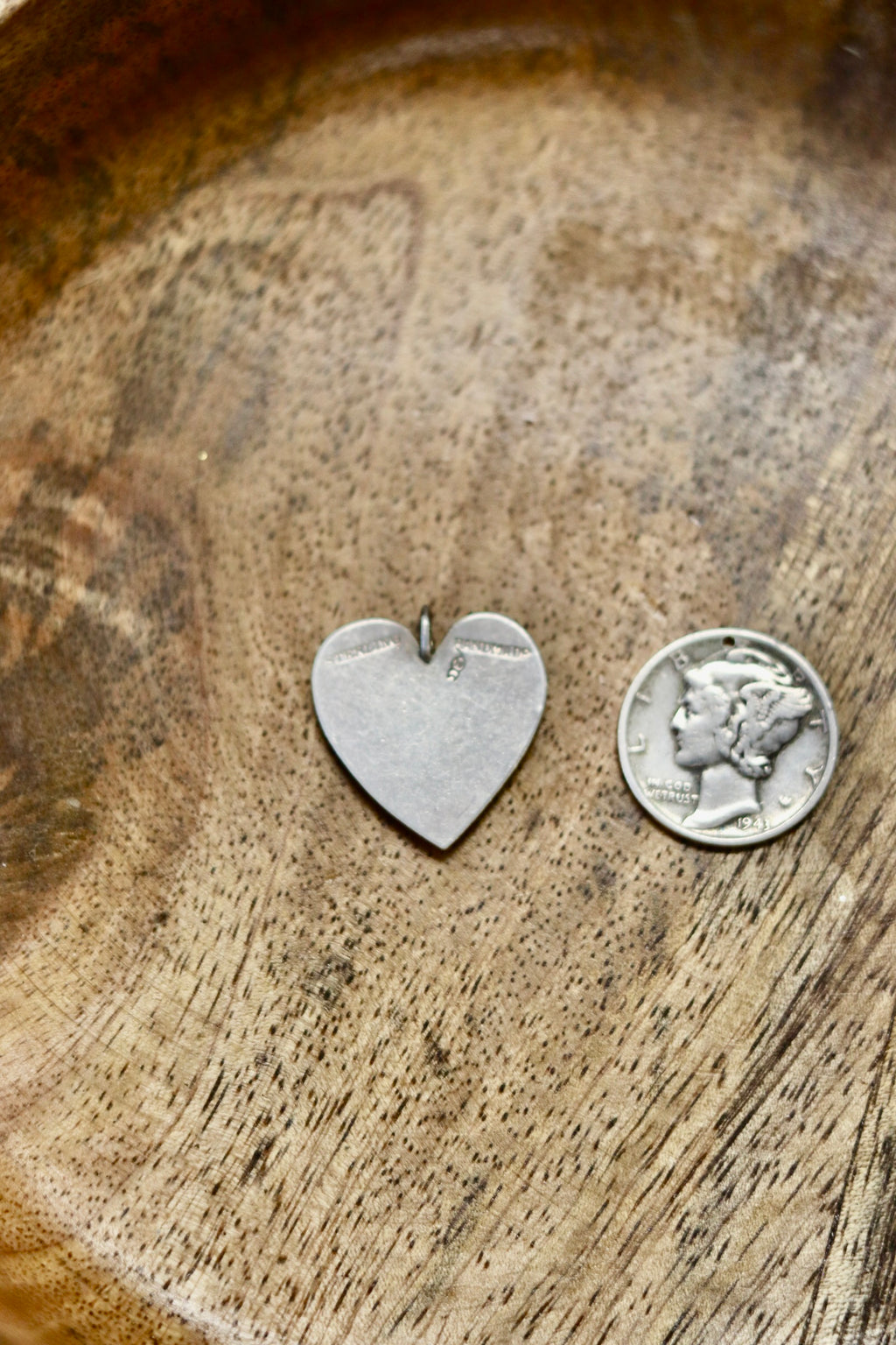 Vintage "B" Heart Initial Charm 925