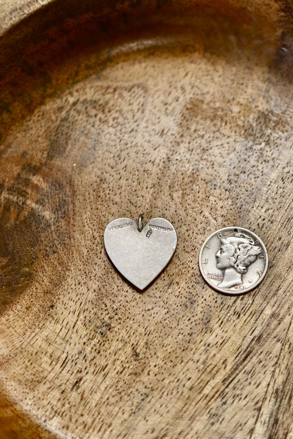 Vintage "B" Heart Initial Charm 925