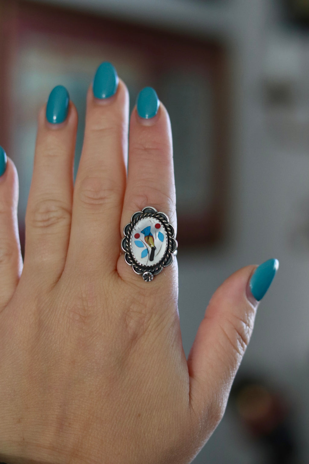 Zuni Bluejay Ring Sz. 7