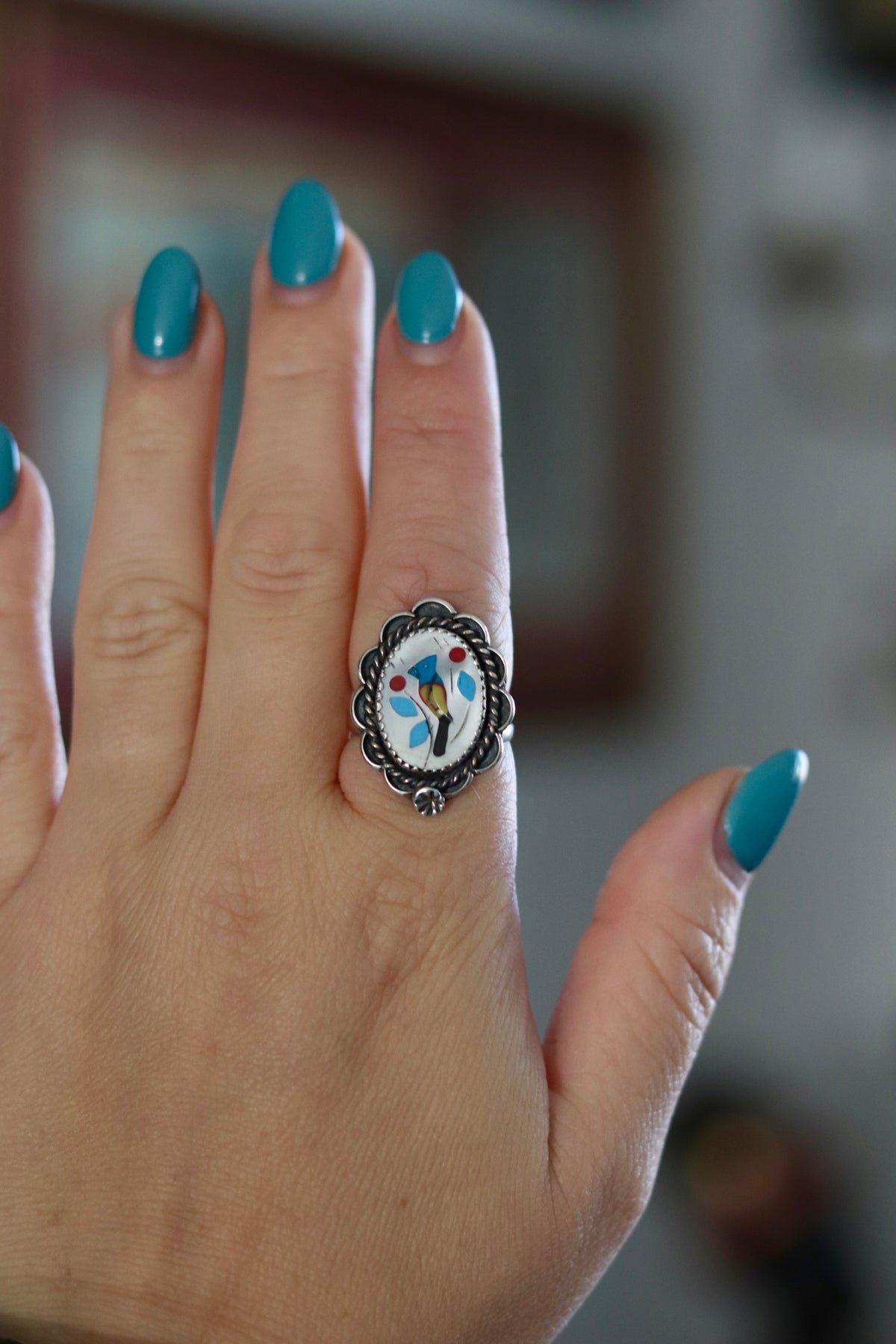 Zuni Bluejay Ring Sz. 7