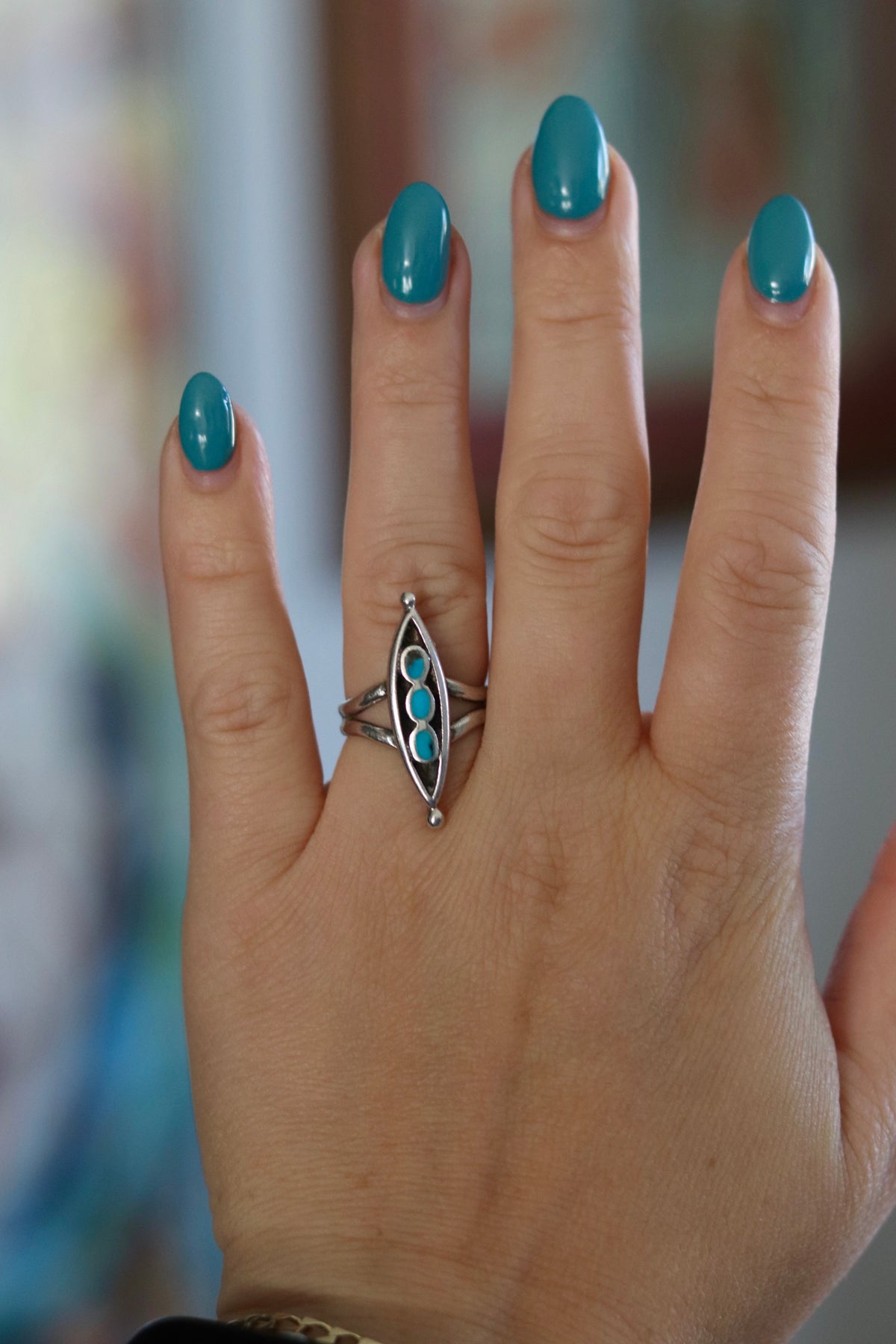 Old Pawn Zuni 3 Stone Ring Sz. 7.5