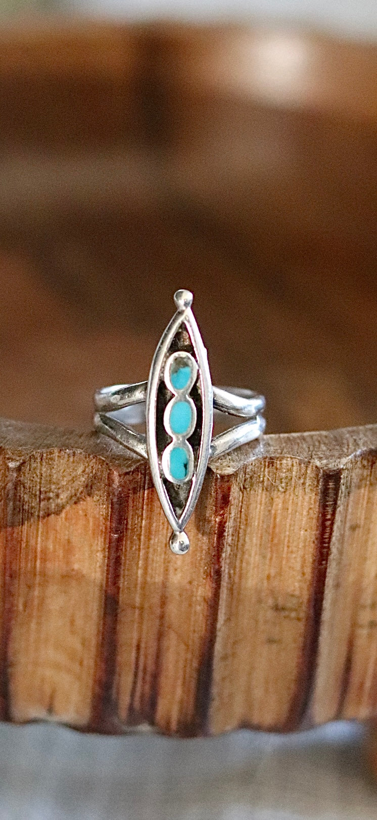 Old Pawn Zuni 3 Stone Ring Sz. 7.5