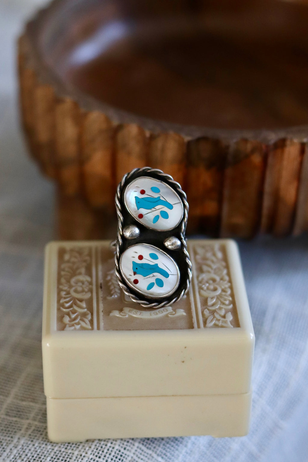 Vintage Double Bluejay Ring Size 10