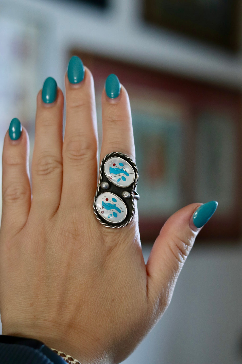 Vintage Double Bluejay Ring Size 10