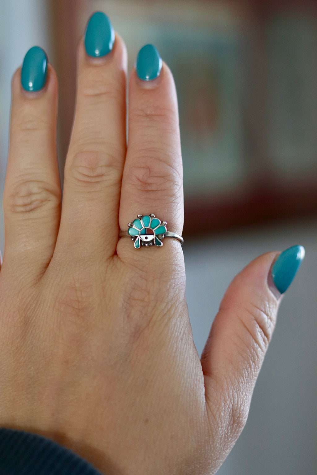 Vintage Zuni Sunface Ring Sz.7.5
