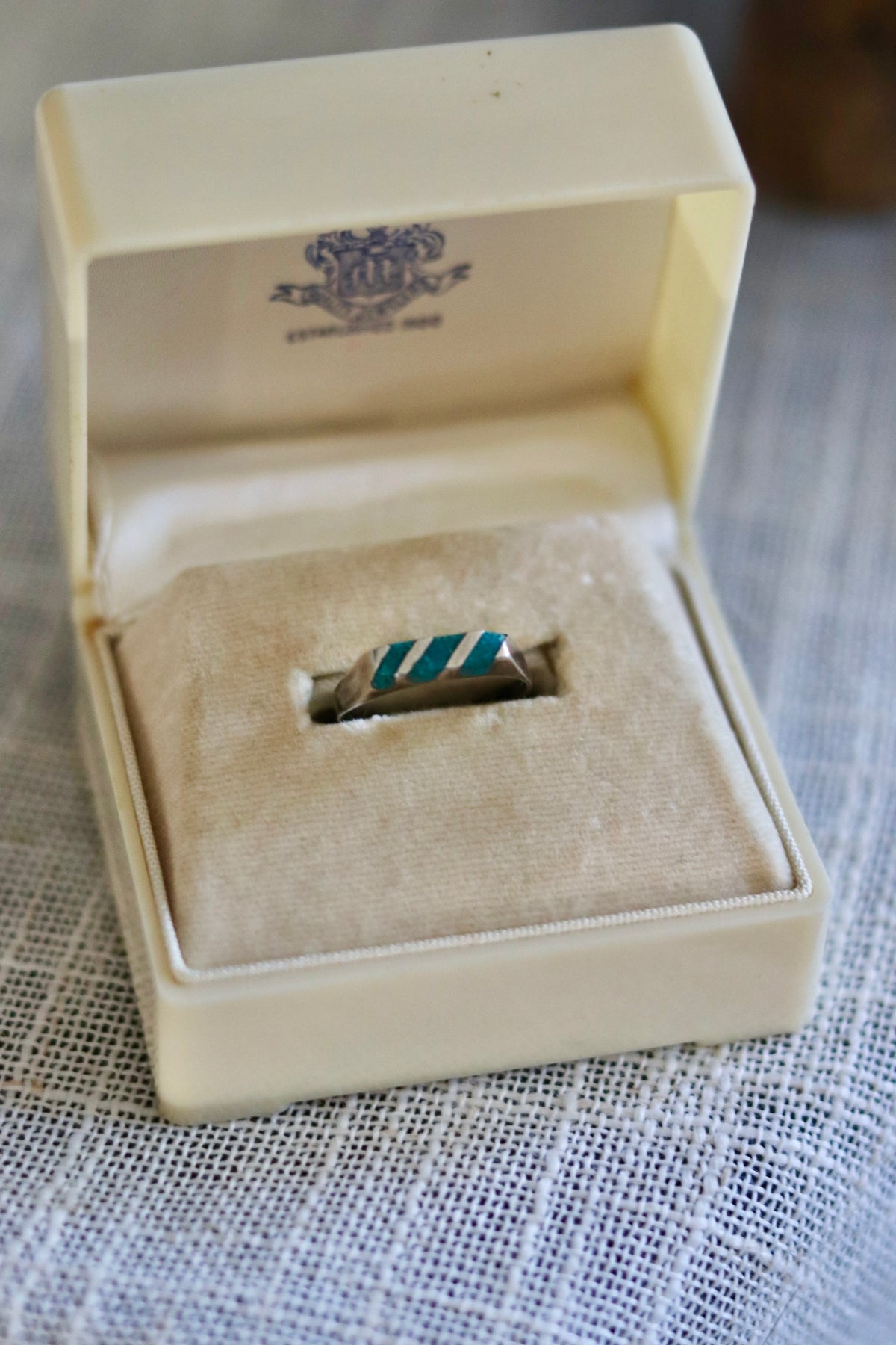 Taxco Crushed Inlay Signet Ring Sz. 6