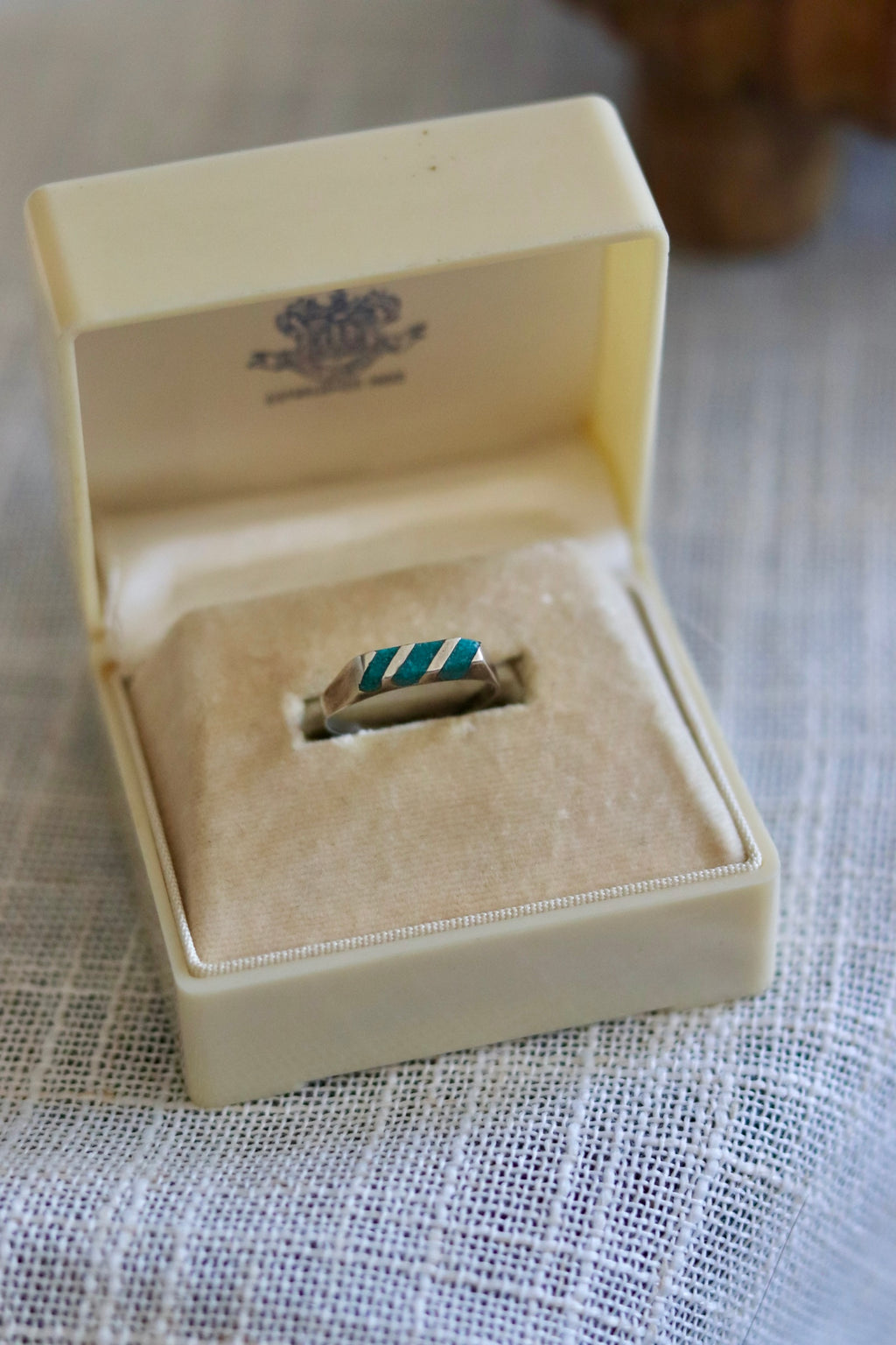 Taxco Crushed Inlay Signet Ring Sz. 6