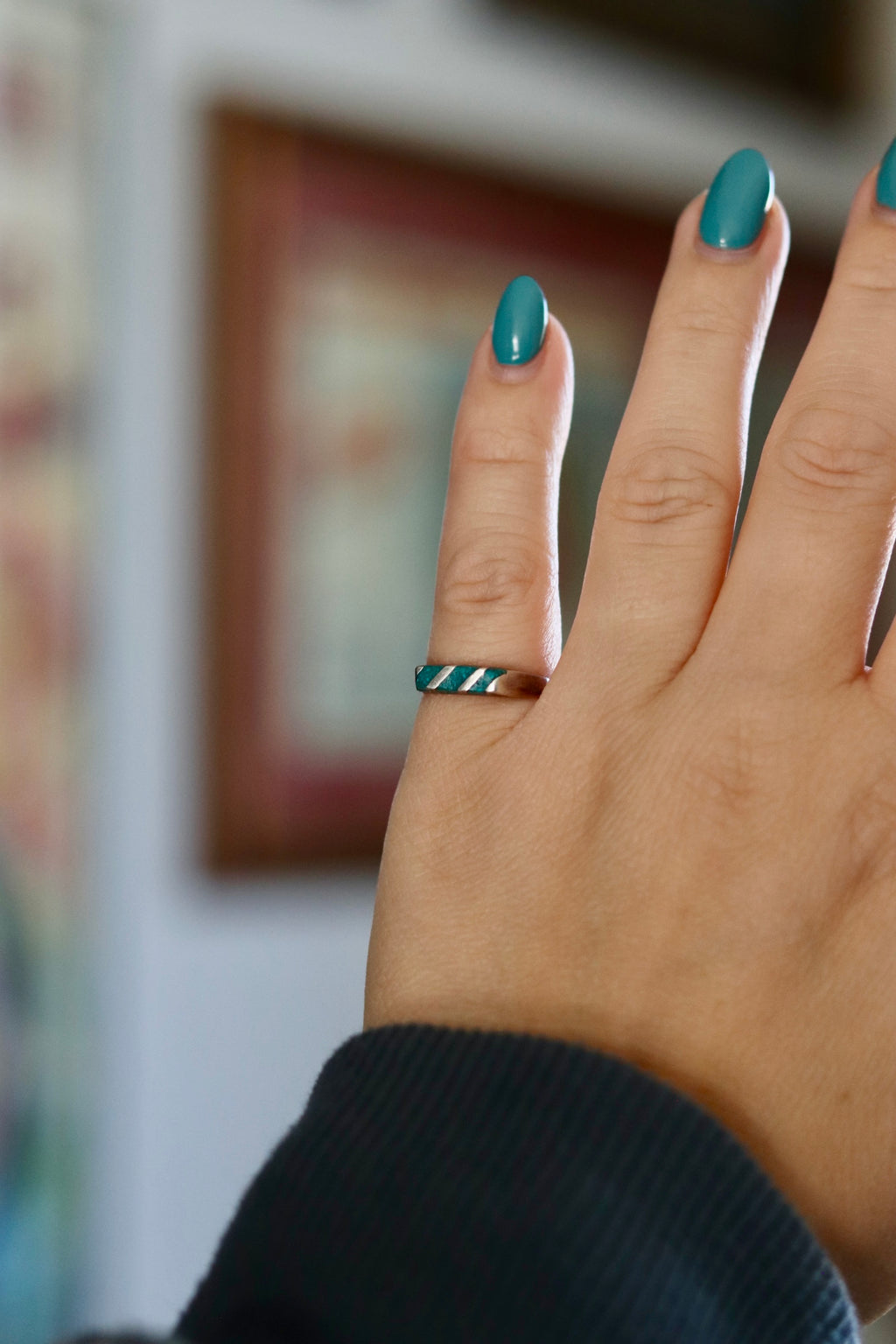 Taxco Crushed Inlay Signet Ring Sz. 6