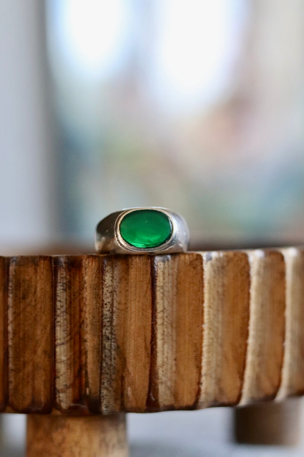 Vintage Green Onyx Signet Ring Sz 10