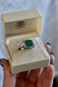 Vintage Green Onyx Signet Ring Sz 10