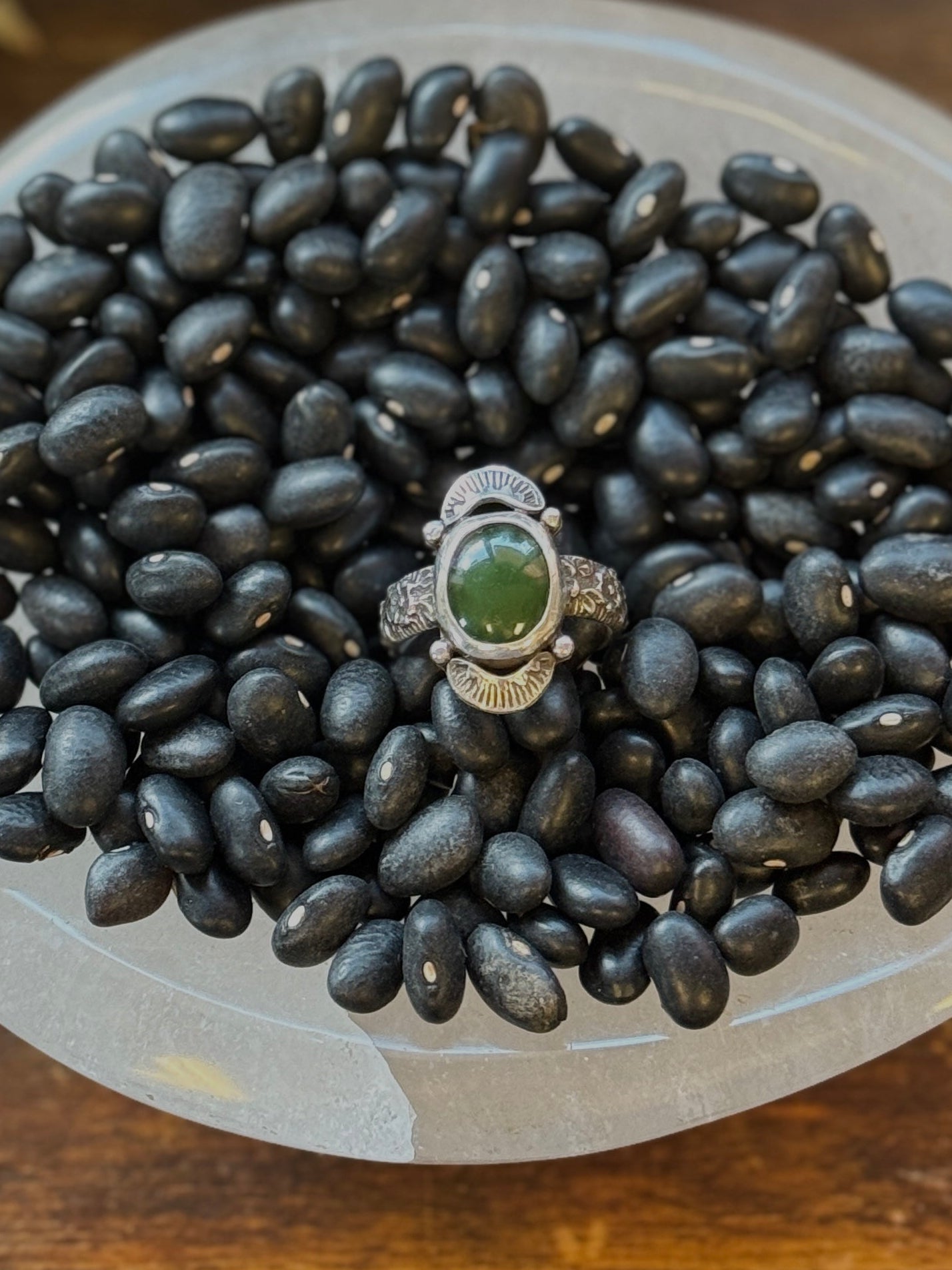 Nephrite Jade Ray of Luck Ring Size 7