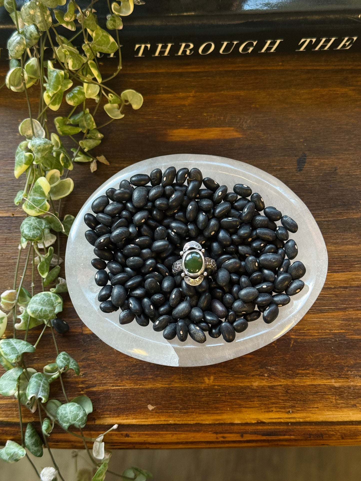 Nephrite Jade Ray of Luck Ring Size 7