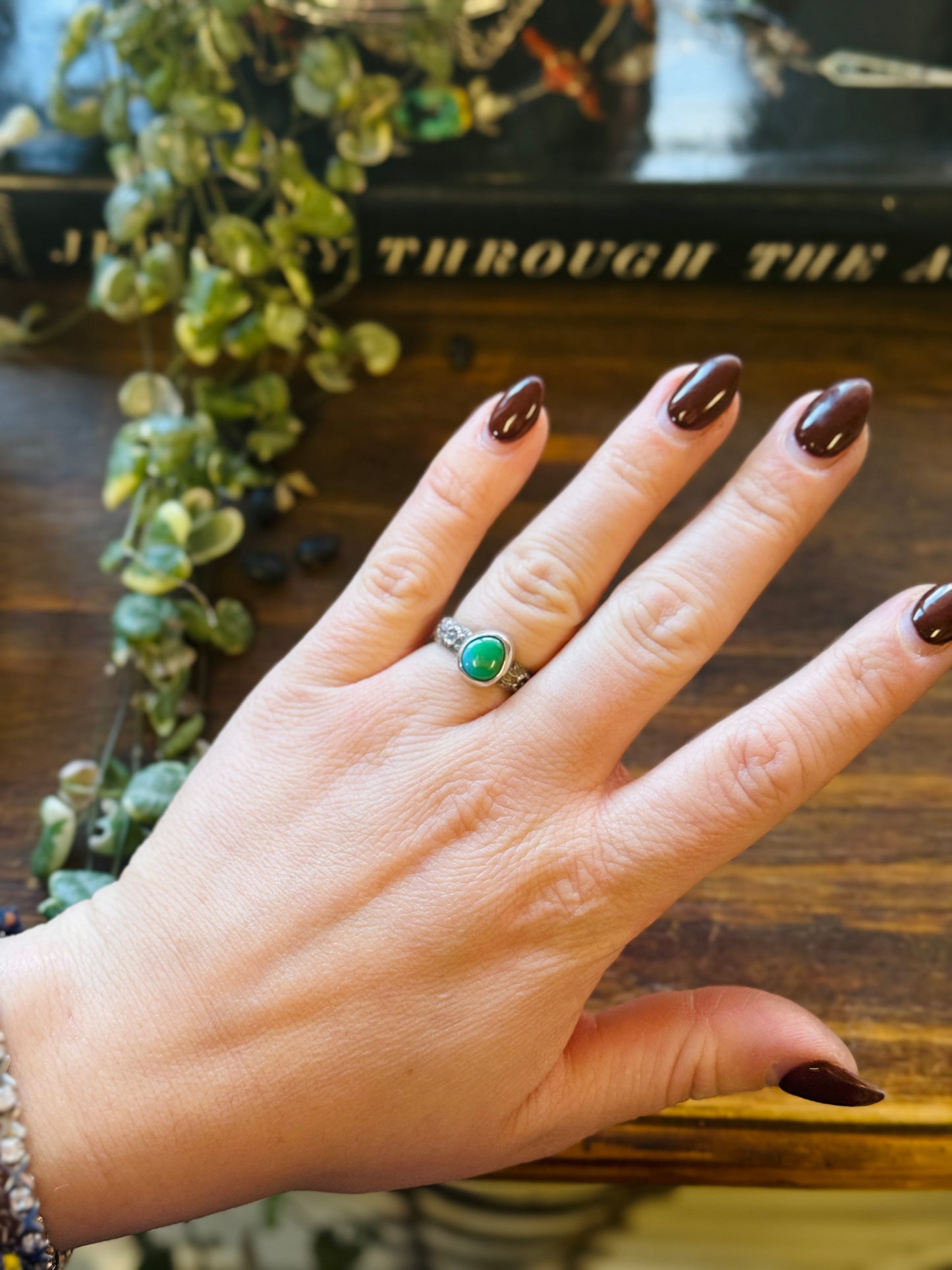 Wild Rose Turquoise Ring Size 7.5