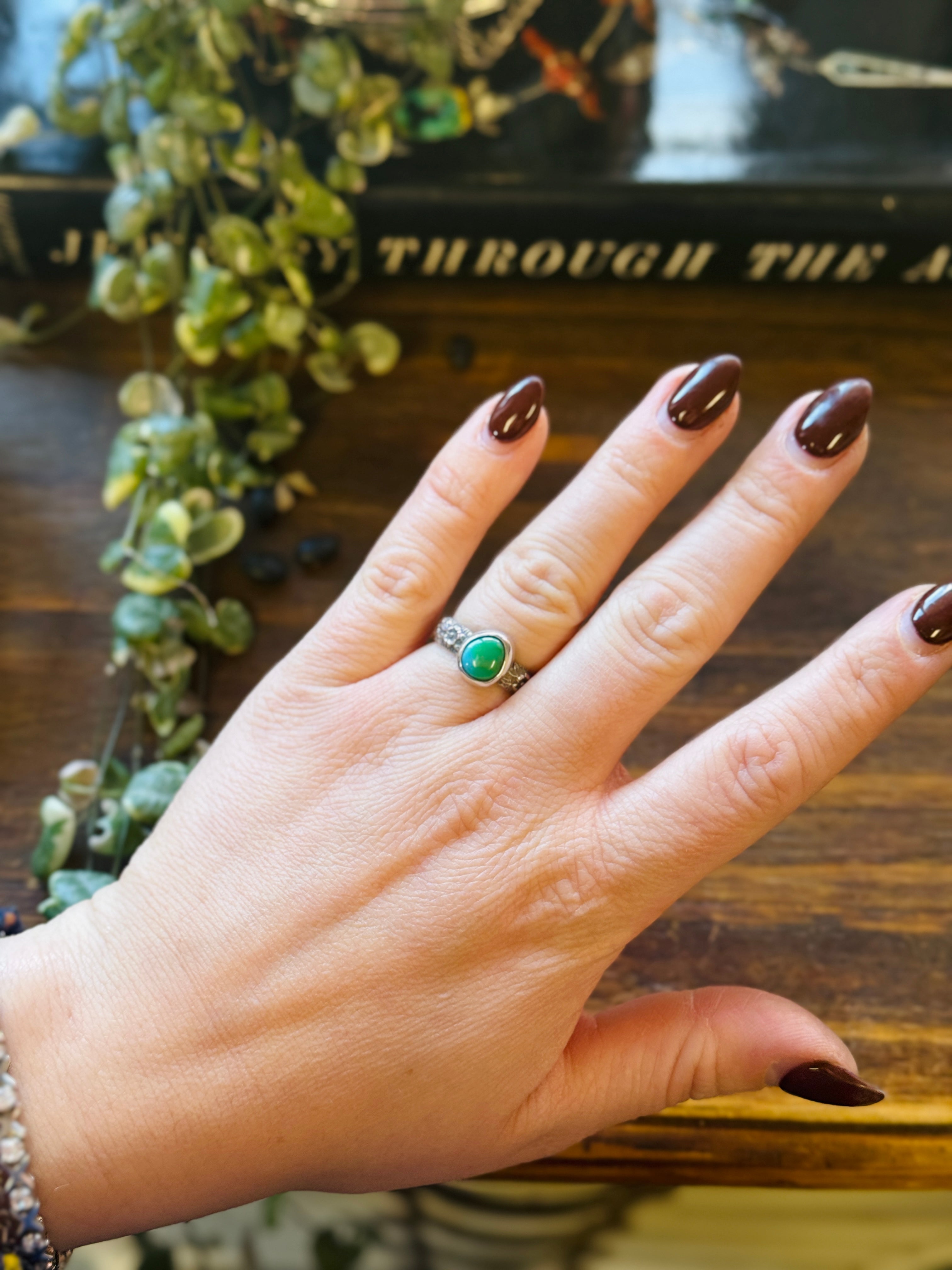 Wild Rose Turquoise Ring Size 7.5