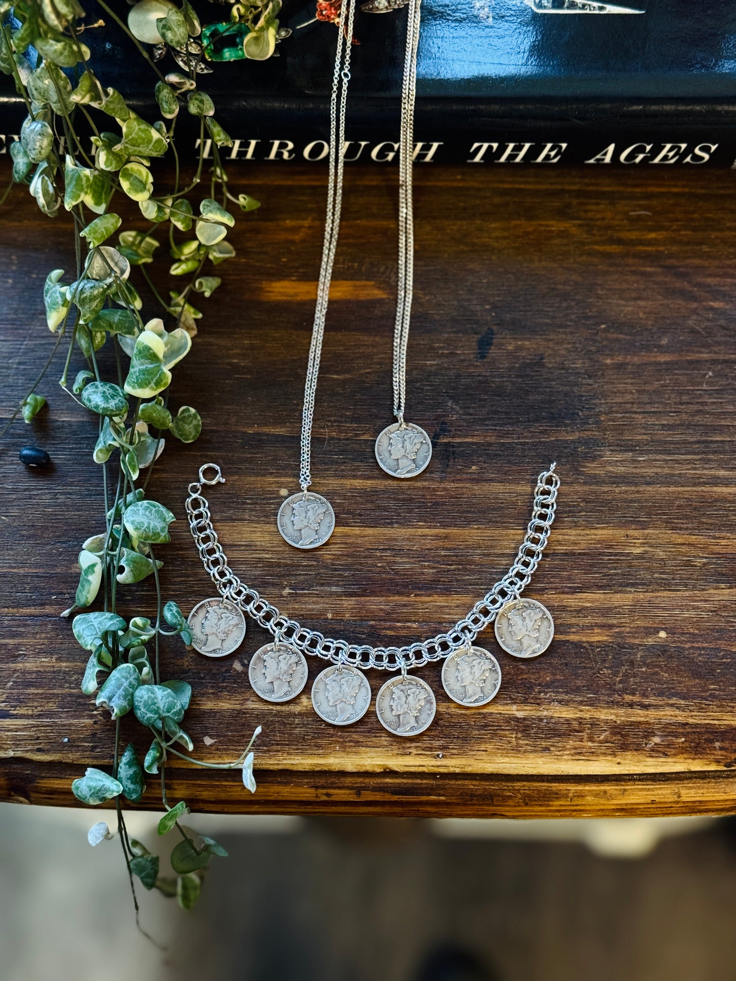Mercury Dime Charm Bracelet  7.25”