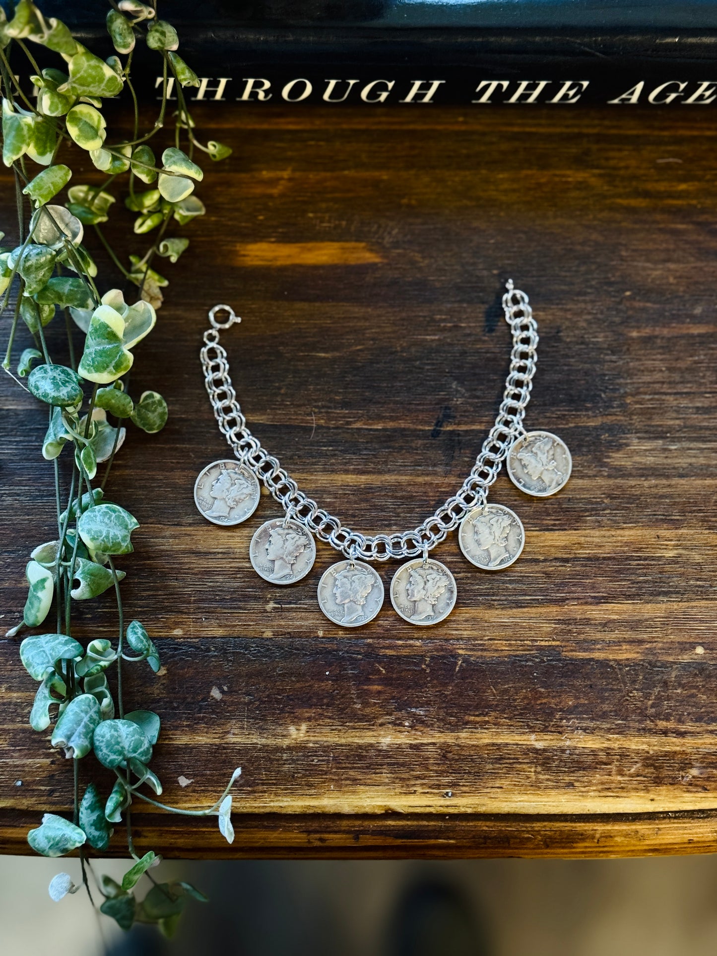 Mercury Dime Charm Bracelet  7.25”