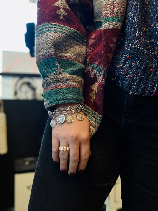 Mercury Dime Charm Bracelet  7.25”