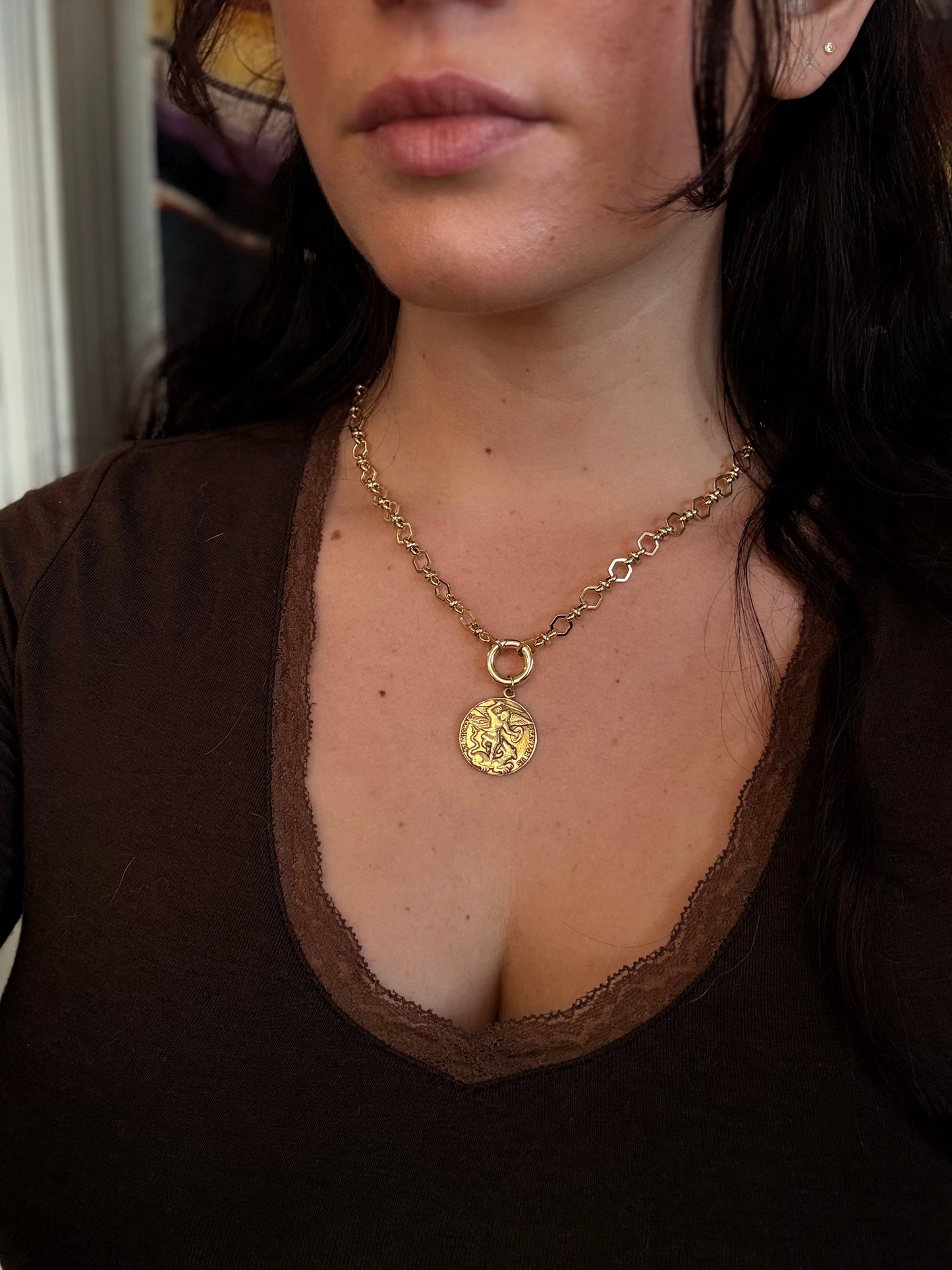 Hexagon Charm Keeper Chain