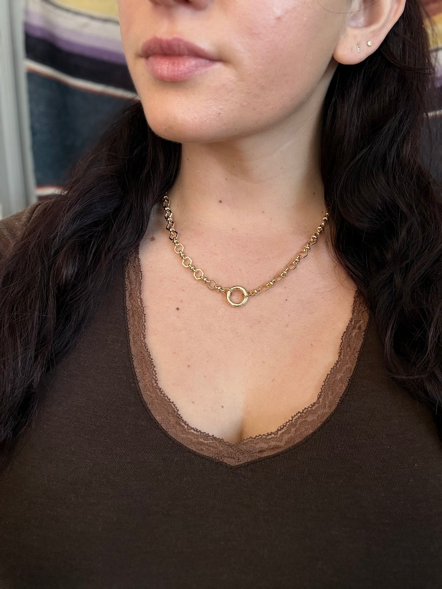 Hexagon Charm Keeper Chain